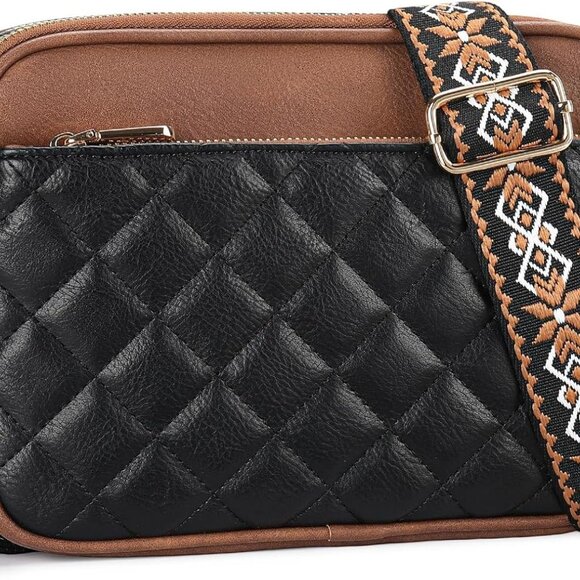 Small Crossbody Bag Women PU Leather Triple Zipper Cell Phone Handbag Adjustable - Picture 1 of 6